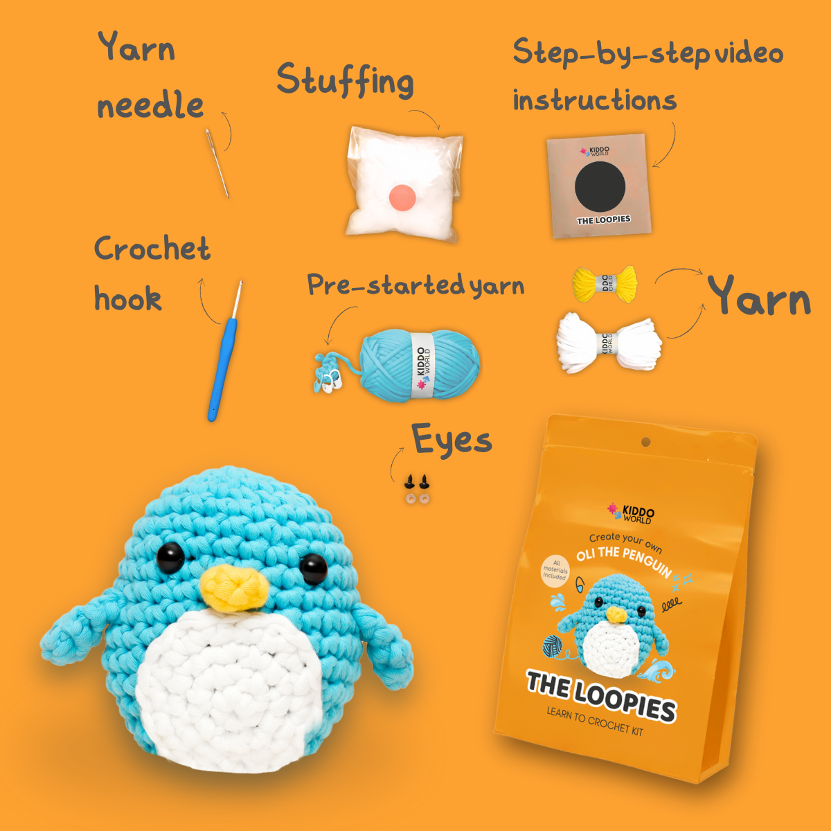 Oli the Penguin | Crochet Kit for Beginners