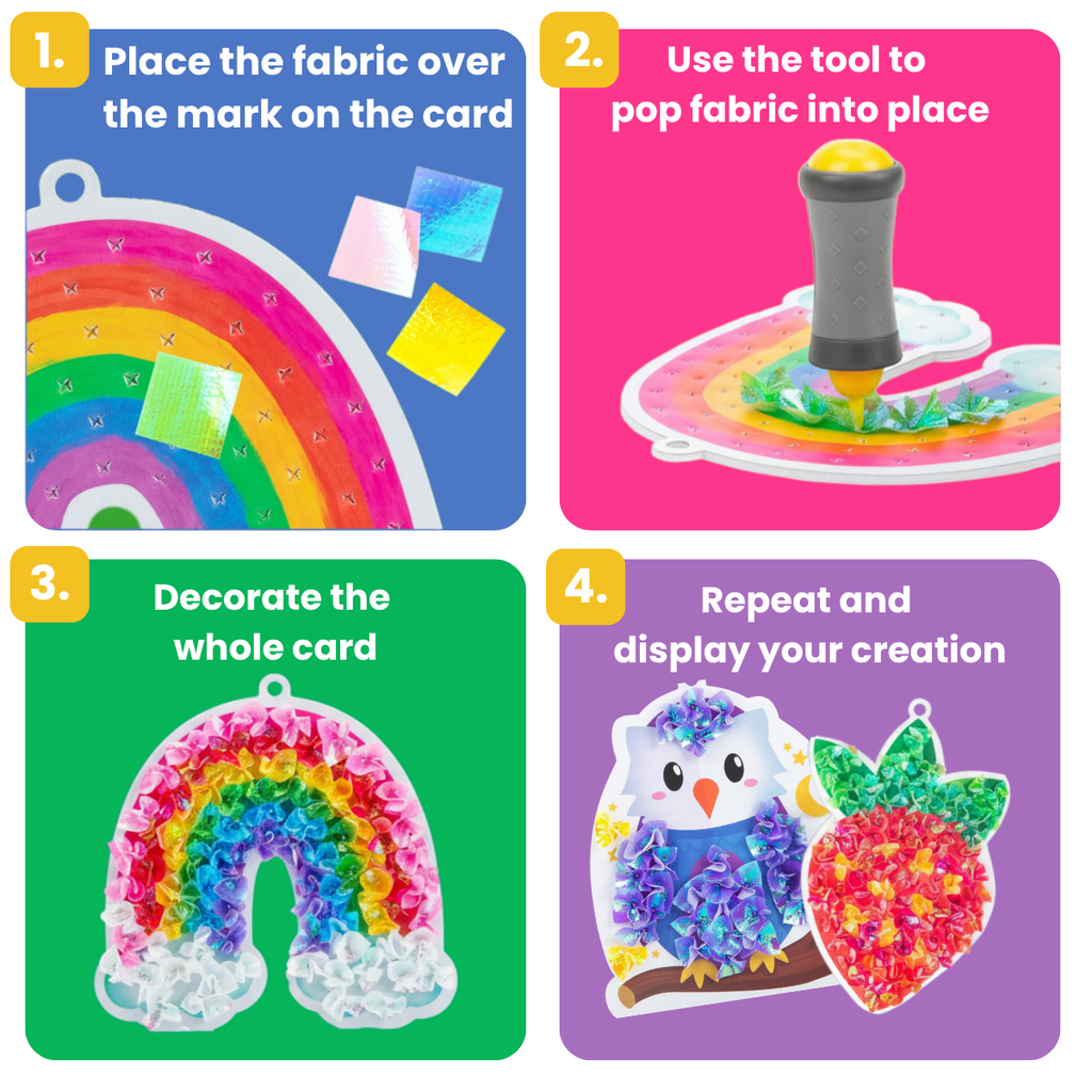 Tufting Kit – Create Beautiful 3D Art with Colorful Fabric Pieces, No Glue and No Mess! (5+ years)