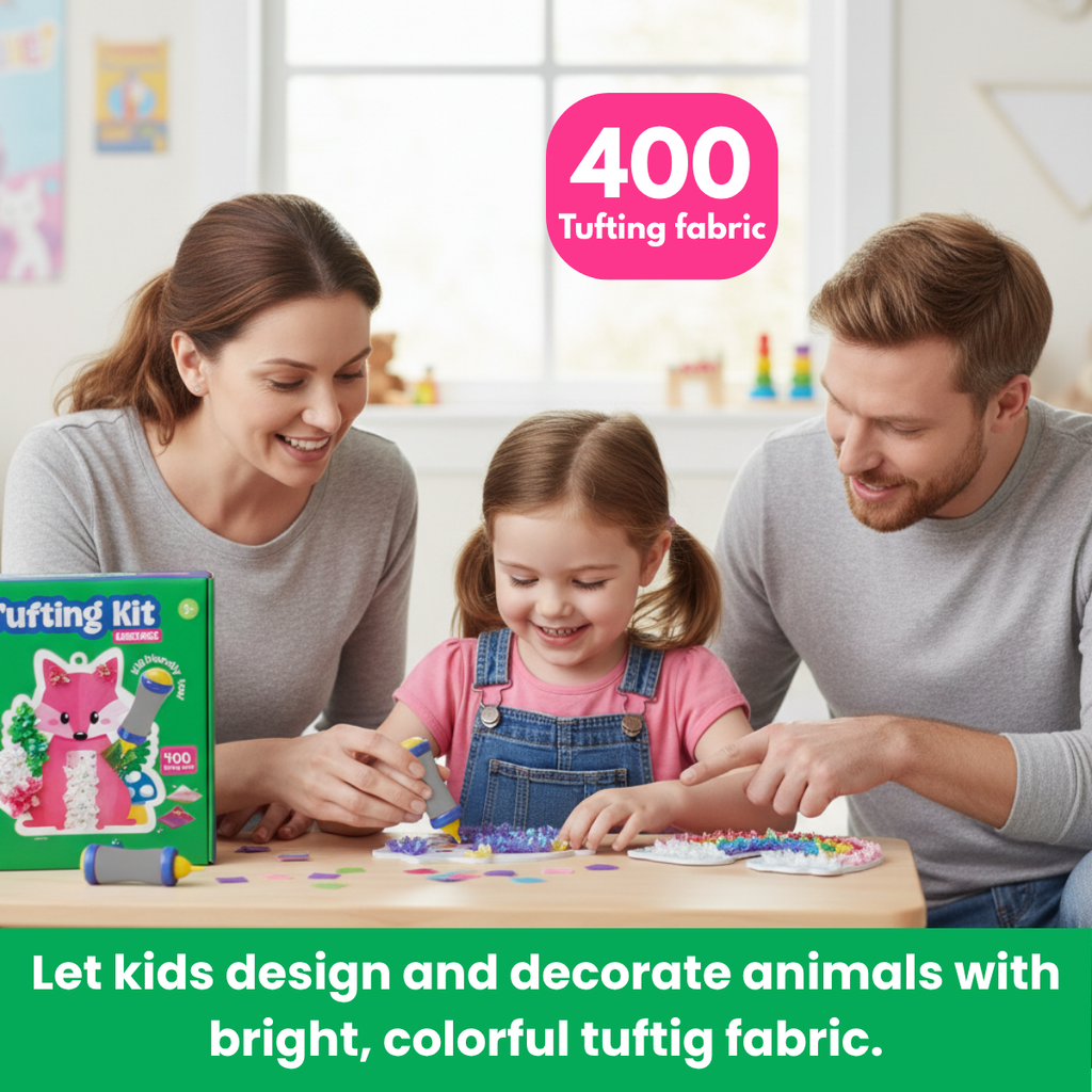 Tufting Kit – Create Beautiful 3D Art with Colorful Fabric Pieces, No Glue and No Mess! (5+ years)