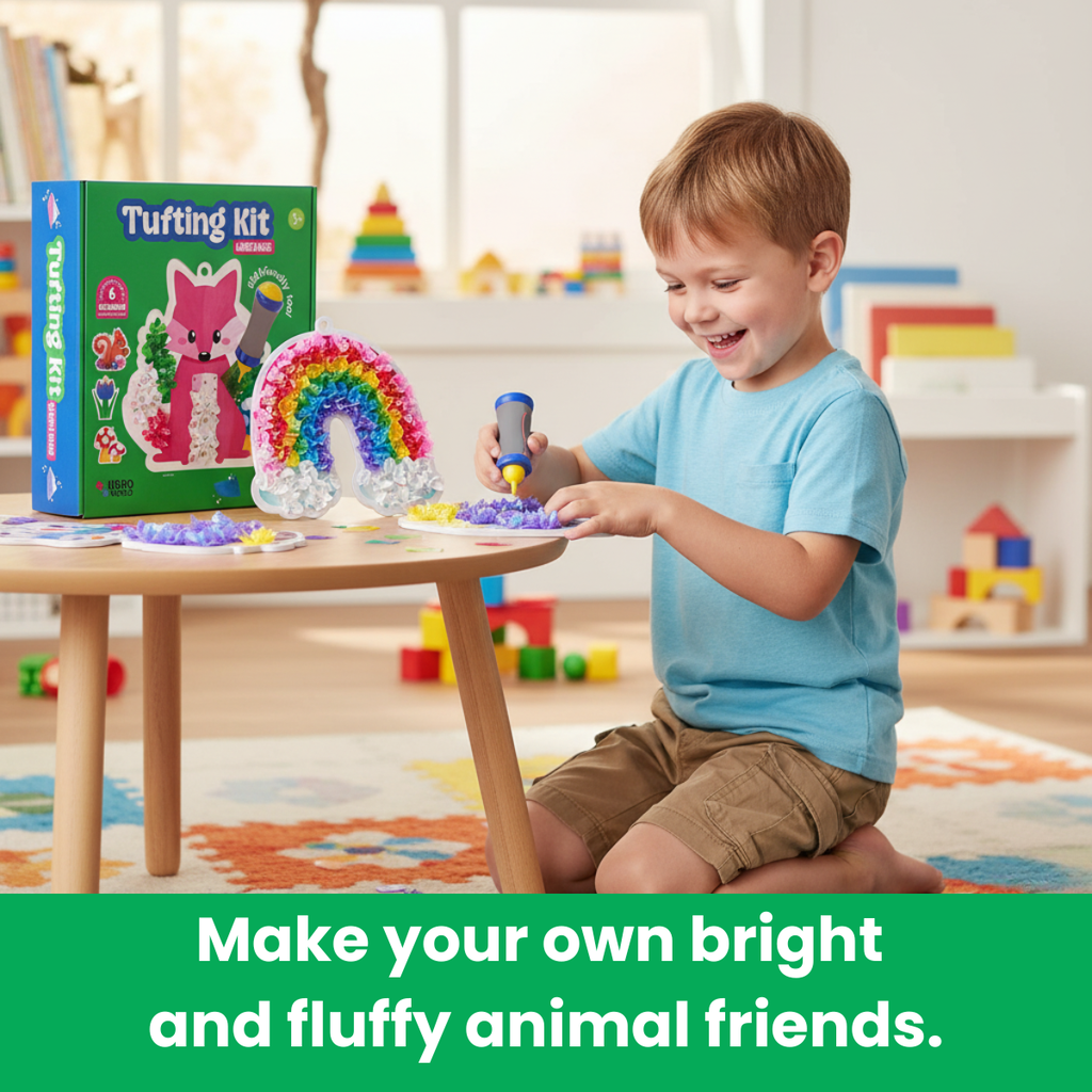 Tufting Kit – Create Beautiful 3D Art with Colorful Fabric Pieces, No Glue and No Mess! (5+ years)