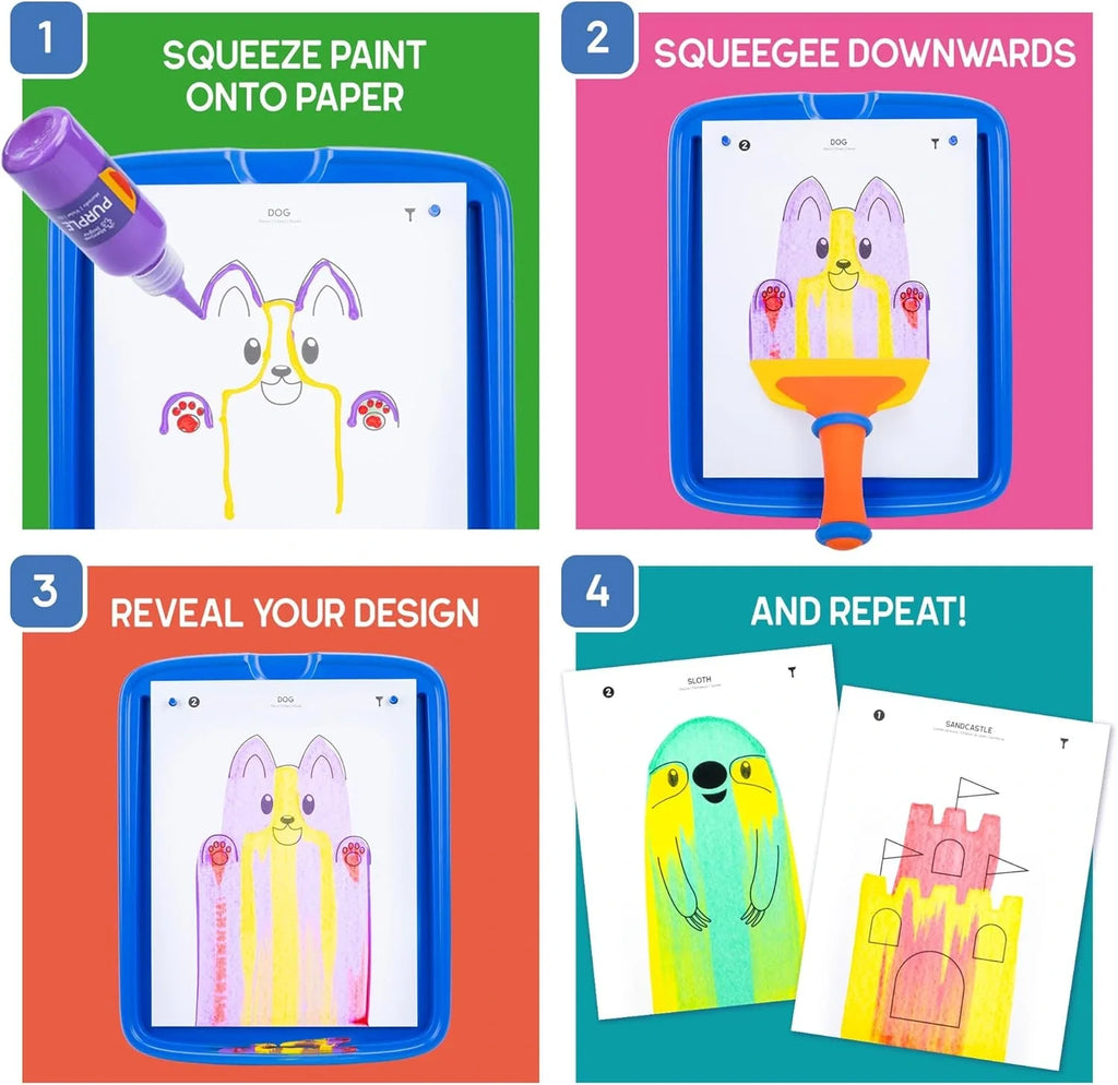 Squeegee Art – Rainbow Painting with a Squeegee, No Brushes and No Mess!