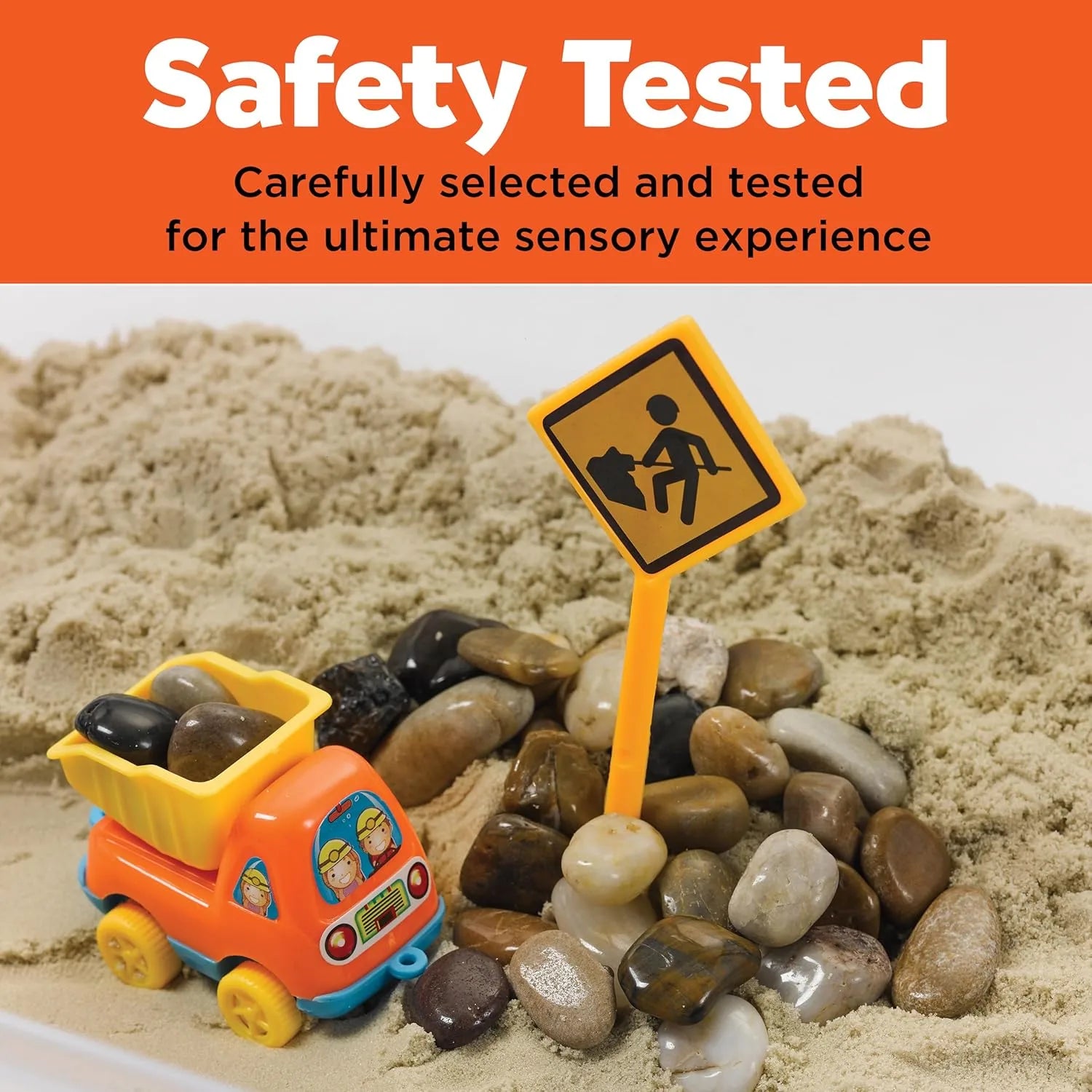 Sensory Box: Construction Site – Glow-in-the-Dark Stones, Kinetic Sand & Construction Vehicles (3+ years)