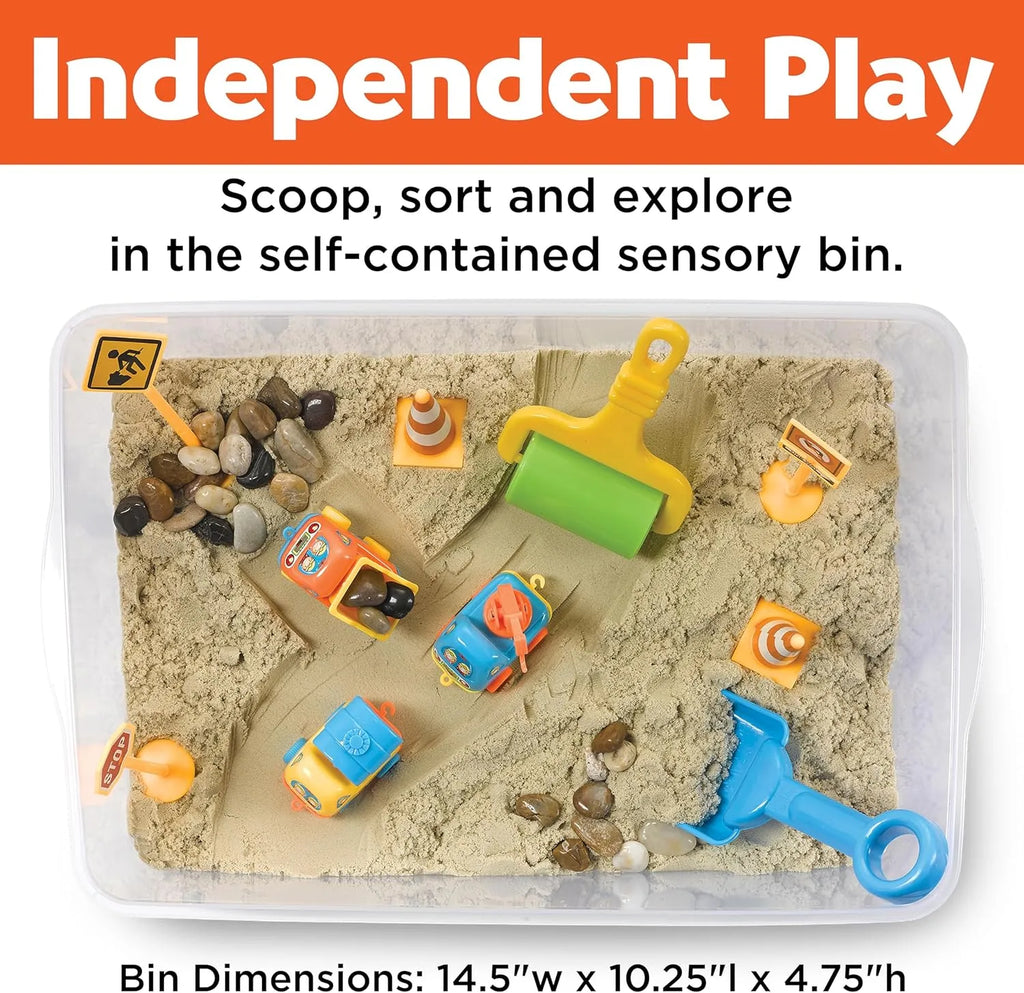 Sensory Box: Construction Site – Glow-in-the-Dark Stones, Kinetic Sand & Construction Vehicles (3+ years)