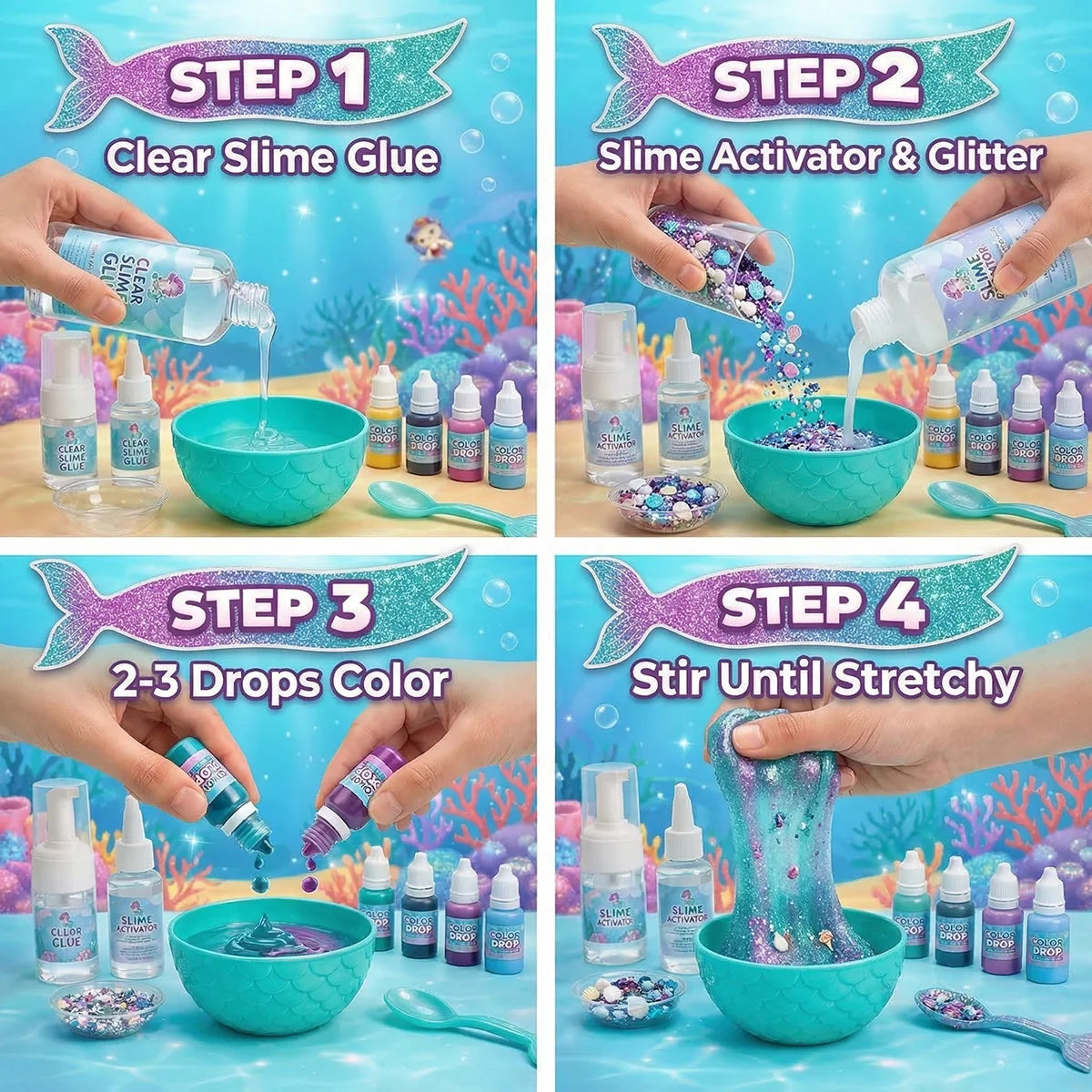 Mermaid Ocean Slime – Create Sparkling Ocean Slime with Mermaids! (4+ years)