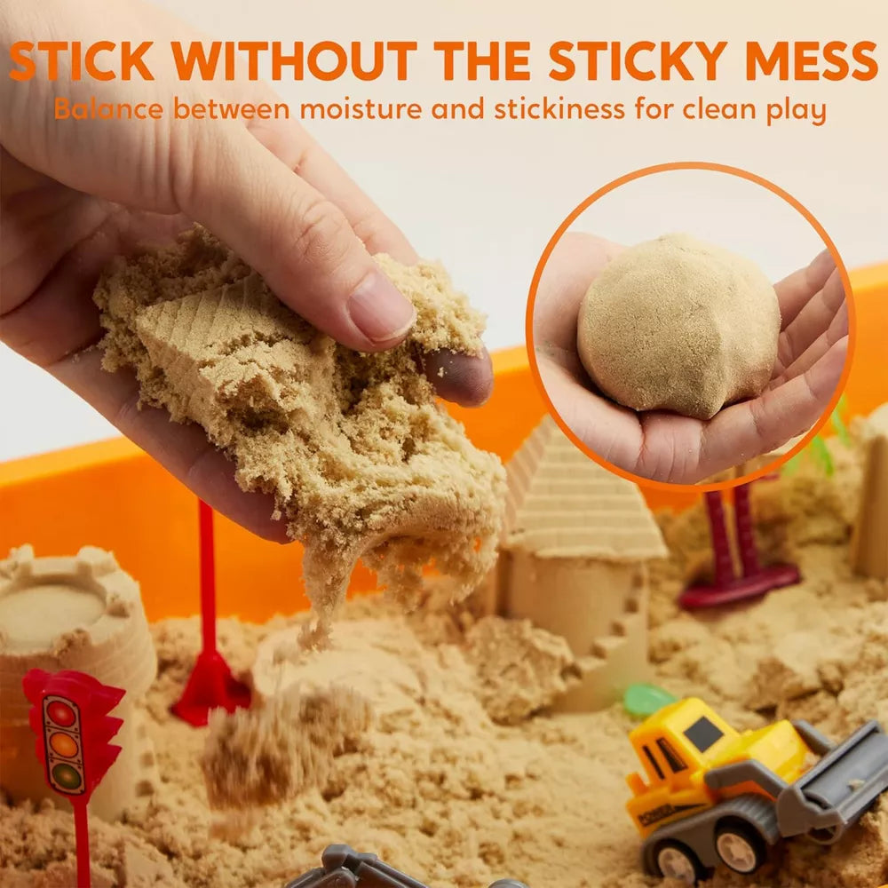 Sensory Box: Construction Site – Glow-in-the-Dark Stones, Kinetic Sand & Construction Vehicles (3+ years)